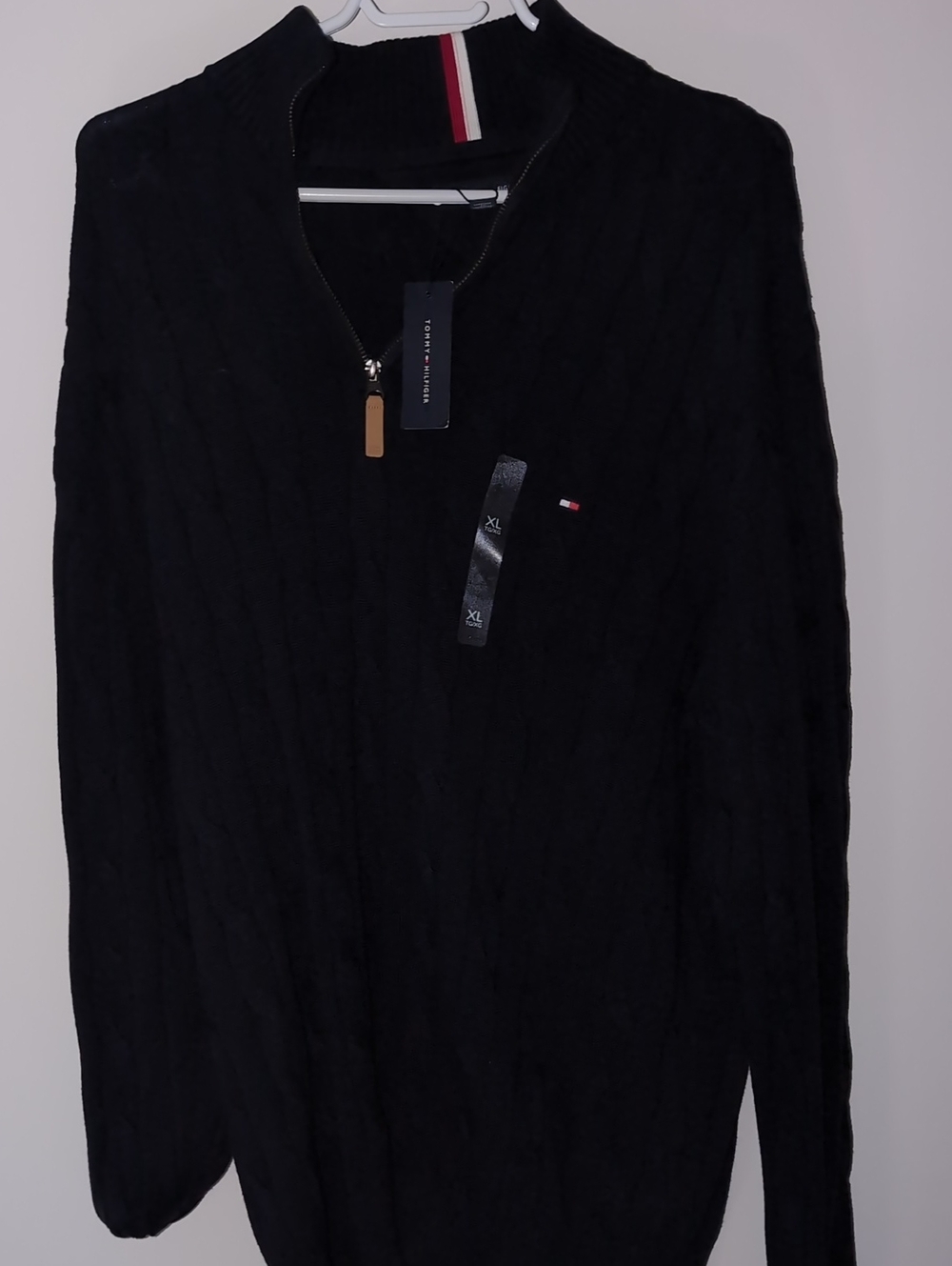 Tommy Hilfiger Navy Cable-Knit Quarter-Zip Sweater